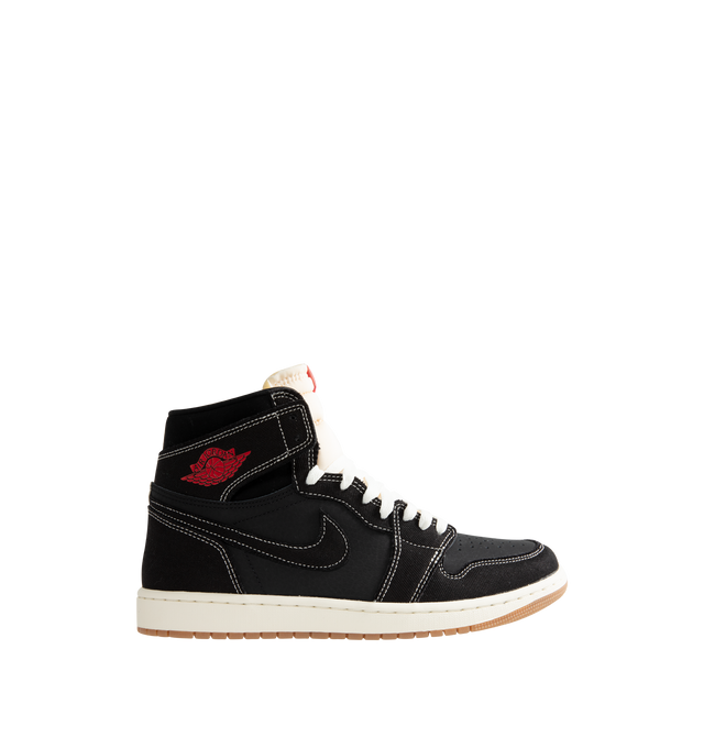 Image 1 of 5 - BLACK - Men's Air Jordan 1 Retro High OG Flight Club Sneakers feature a genuine leather and suede upper with the iconic high-top silhouette, signature Wings branding, and a stitched Swoosh for a timeless heritage look. These lifestyle sneakers combine encapsulated Air-Sole cushioning with a durable rubber outsole for lightweight comfort, lasting support, and reliable traction. Main Material: Genuine Leather and Suede. Midsole: Encapsulated Air-Sole Unit. Sole: Rubber. 