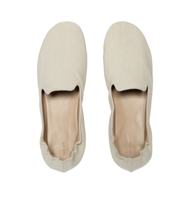 Image 4 of 4 - NEUTRAL - The Row Mens Casa Slippers feature a slip-on silhouette, lambskin leather lining, and calfskin leather sole. Main Material: Textile upper Lining: Lambskin Leather; Sole: Calfskin Leather. Made in Italy. 