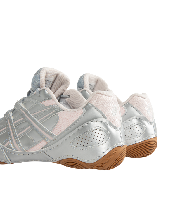 Image 3 of 5 - SILVER - ASICS Hypersync Sneaker featuring synthetic leather overlays, decorative stitching details, a low-profile, OrthoLite X-40 sockliner, OrthoLite heel cup and AHARPLUS outsole rubber. Imported from Vietnam. 