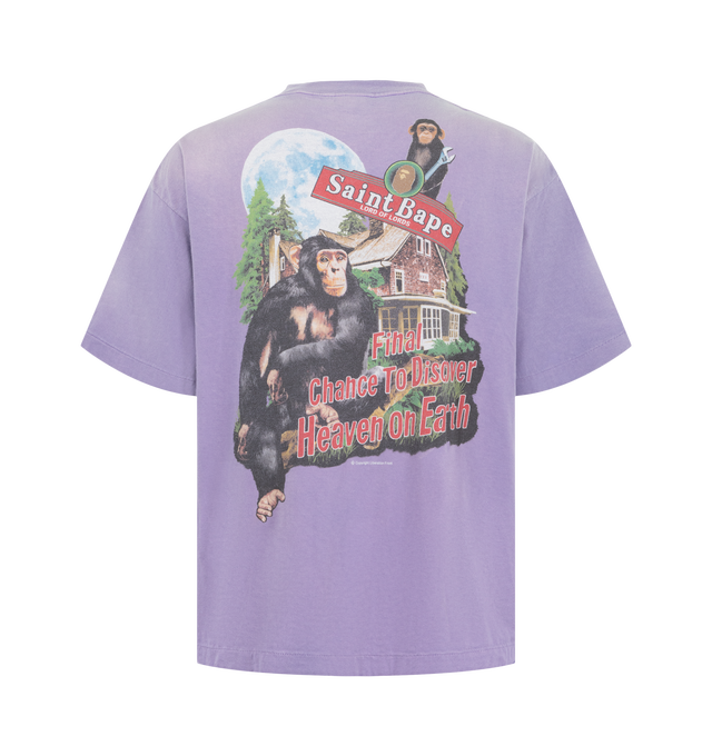 Image 2 of 2 - PURPLE - The Saint Michael x BAPE collaboration features the BAPE 'House' Short-Sleeve T-Shirt with a front & back graphic on a vintage-processed cotton material. 