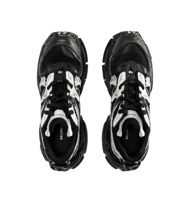 Image 5 of 5 - BLACK - BALENCIAGA Runner Sneaker featuring printed size at the edge of the toe, embossed size at back, runner logo printed on exterior, Balenciaga logo embroidered on the tongue, Balenciaga logo at the back of the heel and pull-on tab. Polyurethane, polyester. 