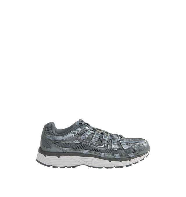 Image 1 of 5 - GREY - Nike P-6000 Sneaker featuring breathable mesh has real and synthetic leather overlays, foam midsole provides lightweight cushioning for a plush underfoot feel, no-slip grip and full rubber outsole. 