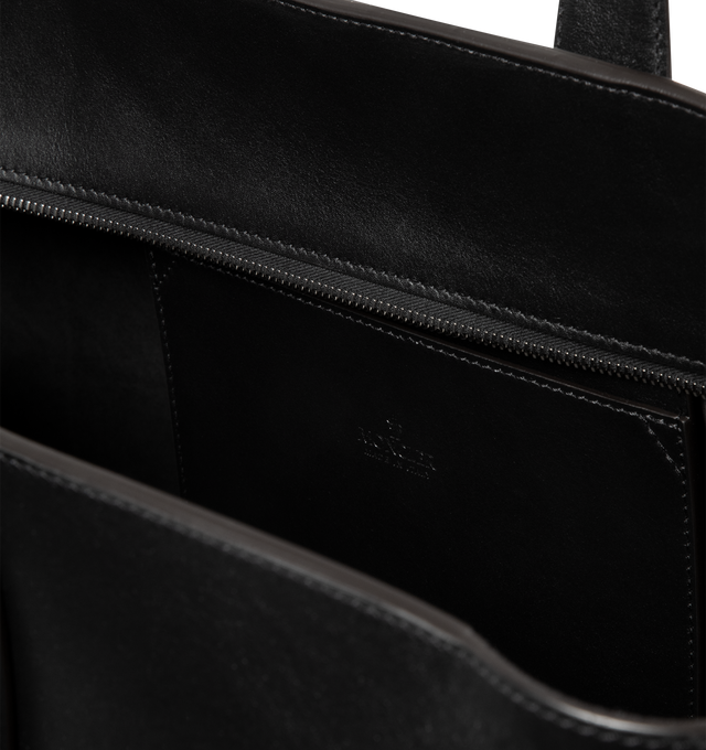 Image 3 of 3 - BLACK - Moncler x EE72 by Edward Enninful EE Leather Tote featuring leather lining, leather handles, zipper and buckle closure, front and inner pockets, side bands, name tag and metal loops at each side. L 40 cm x H 57 cm x D 18 cm. Leather. Made in Italy. 