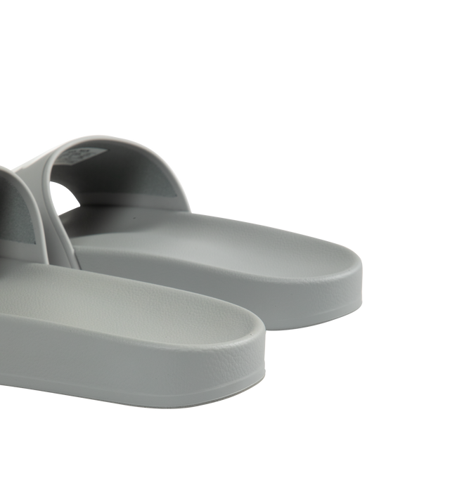 Image 3 of 4 - GREY - BALENCIAGA Pool Slide Sandal featuring molded rubber footbeds, unity sports icon artwork on the strap and tone-on-tone sole and insole. Upper: polyurethane. Sole: EVA. Made in Italy. 