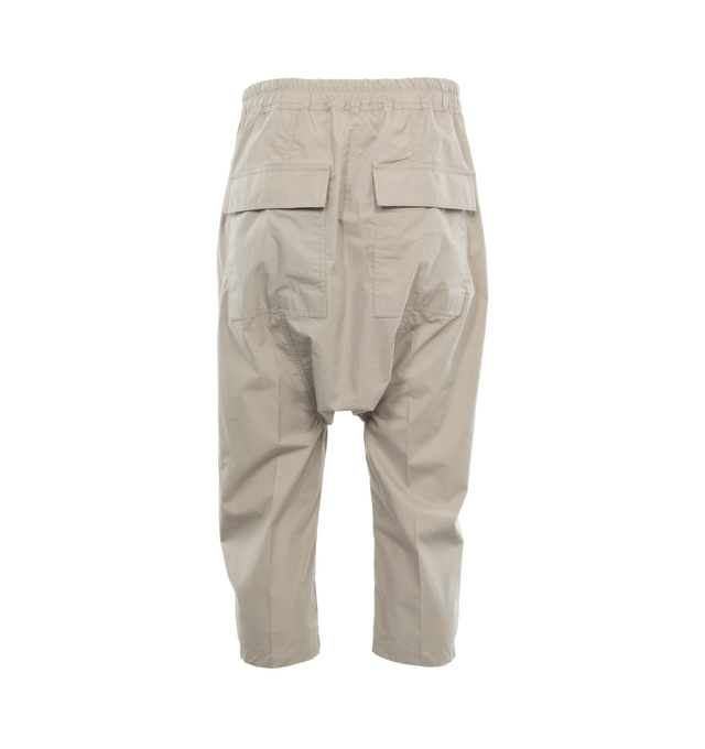 Image 2 of 4 - GREY - RICK OWENS Drawstring Crop Pants featuring elastic drawstring waist, cropped hem, side slit pockets and back flap pockets. 53% viscose, 47% acetate. 