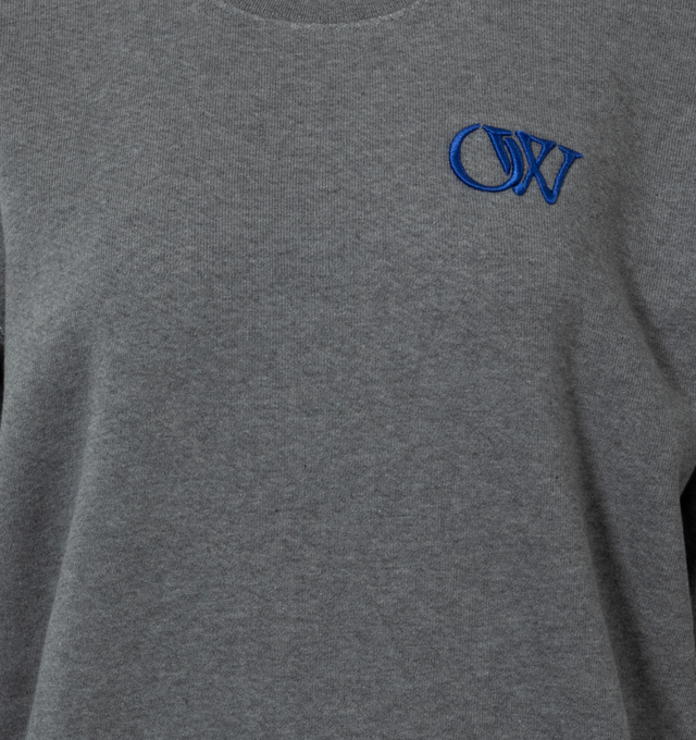 GREY - OFF-WHITE OW Embr Over Crewneck featuring crew neckline and ribbed trims to temper the relaxed fit. 100% cotton.