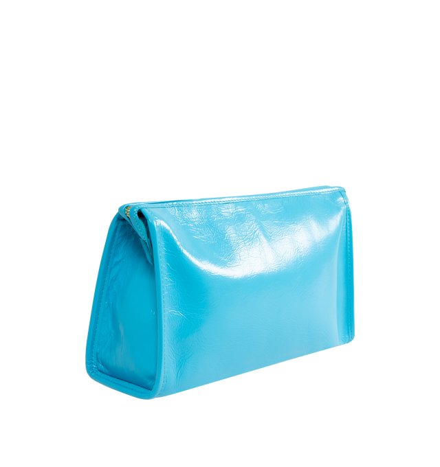 Image 2 of 3 - BLUE - WILLY CHAVARRIA Chilango Clutch featuring a gold zipper closure, fully lined interior, subtle logo embossing and refined edge stitching. 11 W x 7 H x 3.5 D in. Leather. Made in Italy. 