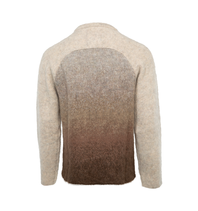 Image 2 of 3 - BROWN - ERL UNISEX GRADIENT RAINBOW SWEATER KNIT features mohair-wool blend, knitted construction, brushed finish, paneled design, ribbed-knit paneling, gradient effect, crew neck and long raglan sleeves. Mohair 45%, Polyamide 26%, Wool 21%, Acrylic 8%. 