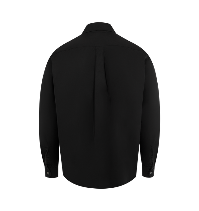 Image 2 of 2 - BLACK - OUR LEGACY Beyond BD Shirt featuring cotton poplin, spread collar, button closure, patch pocket at chest, logo embroidered at front, shirttail hem, pleated single-button barrel cuffs, box pleat at back yoke and mother-of-pearl hardware. 100% cotton. Made in Portugal. 