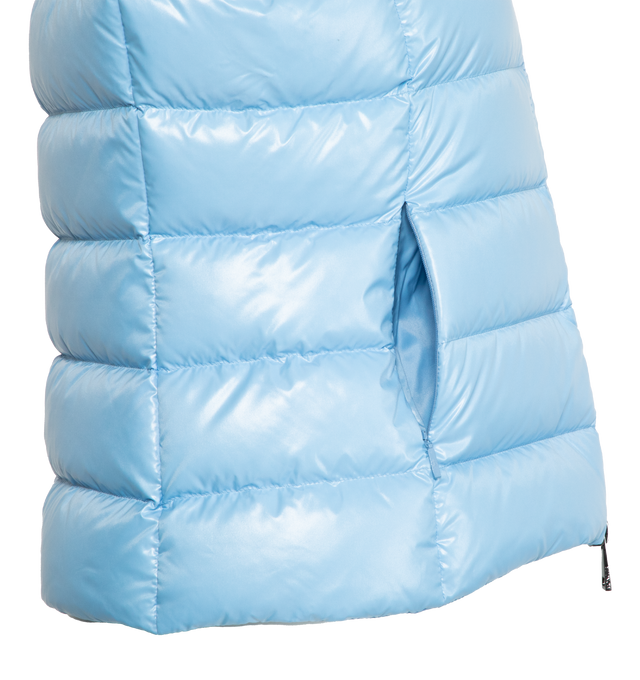 Image 3 of 3 - BLUE - MONCLER gilet puffer vest with down fill, standup collar, two-way zip-front closure and embroidered logo patch. 