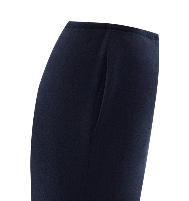 Image 3 of 3 - NAVY - THE ROW Teo Pant featuring mid-rise pant in cashmere-cotton French terry with slightly tapered leg, drawstring waist, and side seam pockets. 69% cashmere, 31% cotton. Made in Italy. 