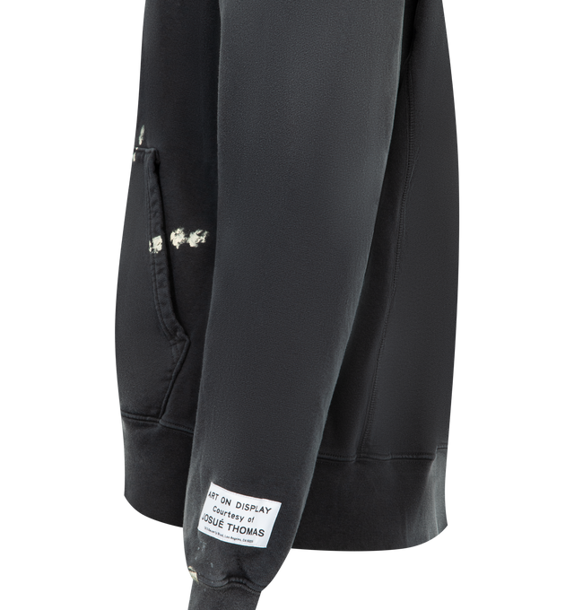 Image 3 of 3 - BLACK - GALLERY DEPT. GD Paint Logo Hoodie featuring logotype on the front, enlarged iteration on the back, front pocket, appliqud with our 'art on display' patch by the cuff and fixed hood. 100% cotton. Made in USA. 