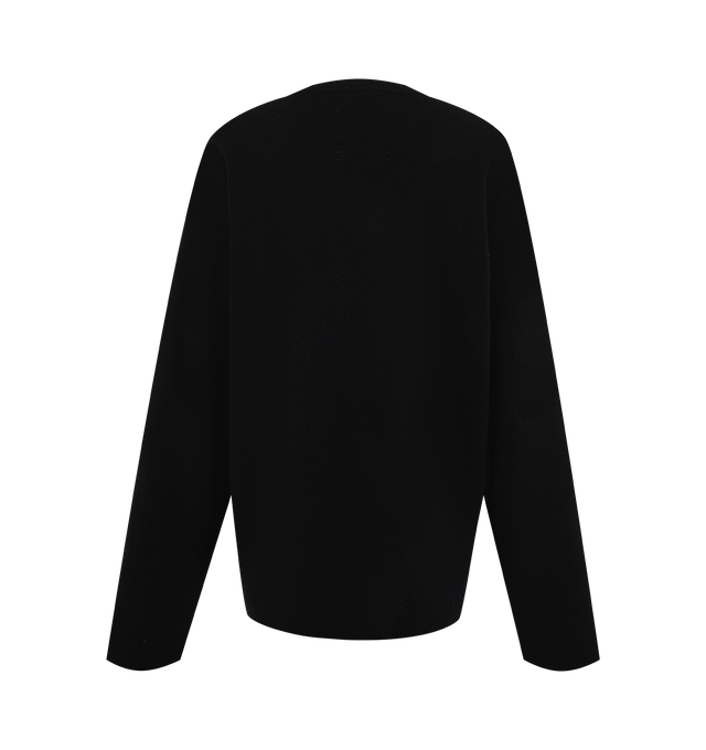 Image 2 of 2 - BLACK - Extreme Cashmere Women's N493 Paolo Sweater is crafted from a luxurious cashmere blend and features a relaxed boxy silhouette with a classic crew neckline, extra-long sleeves, ribbed trim, and rolled-edge hem detailing. This designer cashmere sweater combines exceptional softness with modern, effortless styling, making it a versatile everyday wardrobe essential. Main Material: 88% Cashmere, 10% Nylon, 2% Elastane. 