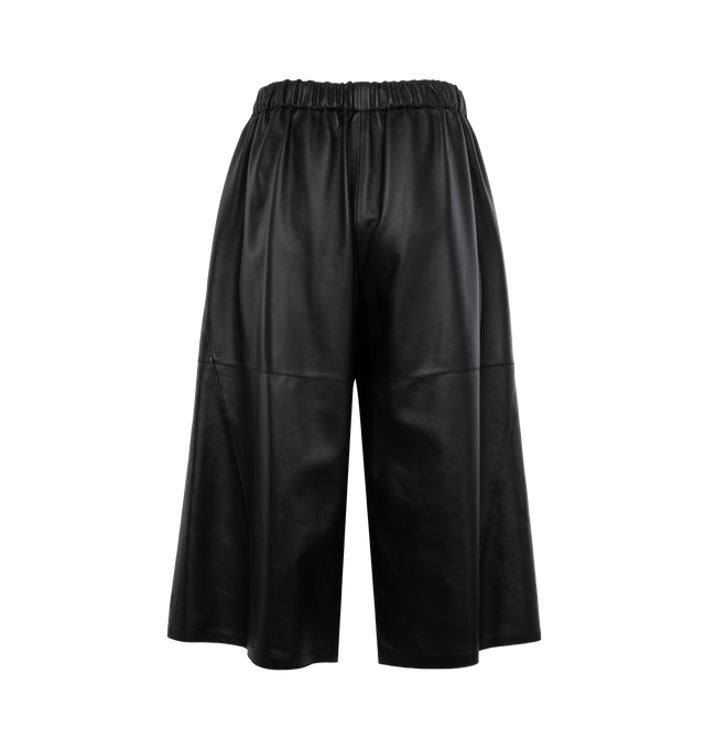 Image 2 of 3 - BLACK - LOEWE Cropped Trousers featuring relaxed fit, mid waist, wide leg, cropped length, elasticated waist, side pockets, half lined and Anagram embossed patch pocket placed at the back. Leather. Made in Spain. 