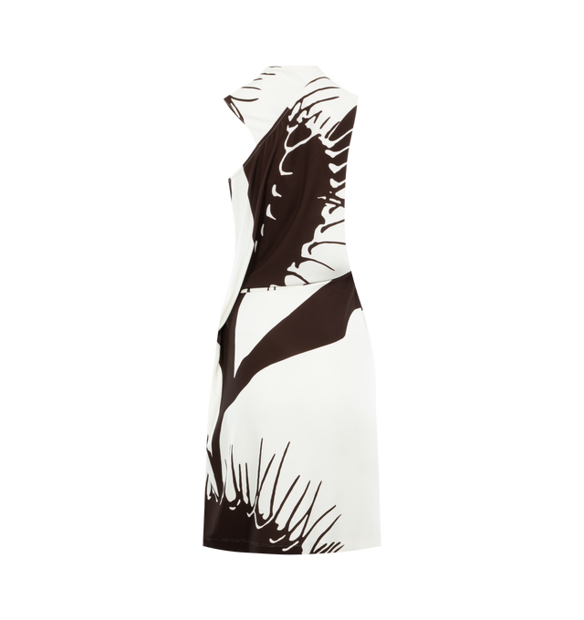 Image 2 of 2 - WHITE - FERRAGAMO Asymmetric Gathered Dress featuring print throughout, draped fit, gathered and fed through a large bangle-like hoop at the neck and at the hip, one shoulder covered, and fitted skirt. 95% viscose, 5% elastane. 
