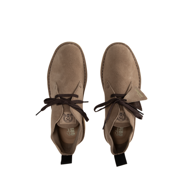 Image 4 of 4 - BROWN - CLARKS Desert Boot 75th anniversary release featuring suede upper, breathable leather lining, lace-up fastening for a secure, custom fit and signature pebble crepe rubber outsole. 