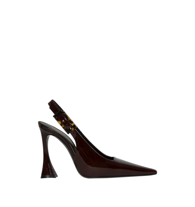 RED - SAINT LAURENT Dune Slingback Pump featuring low square cut vamp, flared heel, adjustable slingback strap and leather sole. 4.3 inch heel. Calfskin leather.