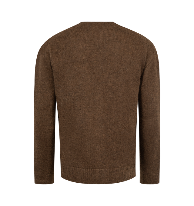 Image 2 of 2 - BROWN - SECOND LAYER Chevy Cardigan featuring relaxed fit, v-neckline, button closure and ribbed cuffs and hem. 100% mohair wool. Made in Italy. 