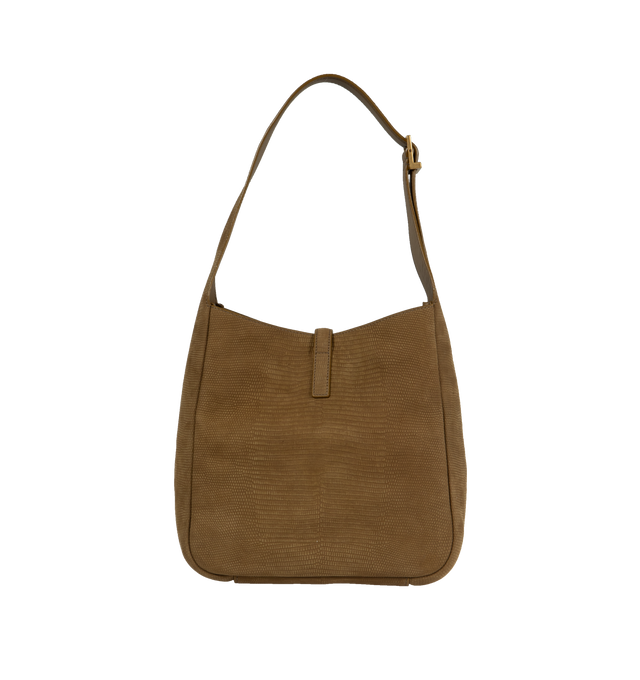 Image 2 of 2 - BROWN - SAINT LAURENT Le 5 A 7 Small Supple Bag featuring cassandre tab closure, interior zipped pocket and adjustable shoulder strap. 9 X 8.6 X 3.3 inches. Leather.   