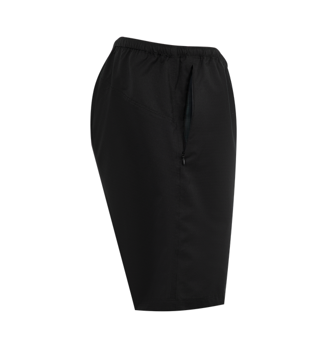 Image 3 of 3 - BLACK - NEEDLES Warm Up Short featuring drawstring waist and concealed zipper pockets. 100% polyester. Made in Japan. 