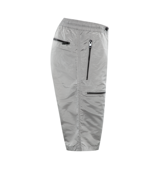 Image 3 of 3 - GREY - DIESEL P-Mckell Shorts featuring elasticated drawstring waistband, two side zip-fastening pockets, front zip fastening pockets, two rear zip-fastening pockets and embroidered Oval D to the front. 100% nylon. 