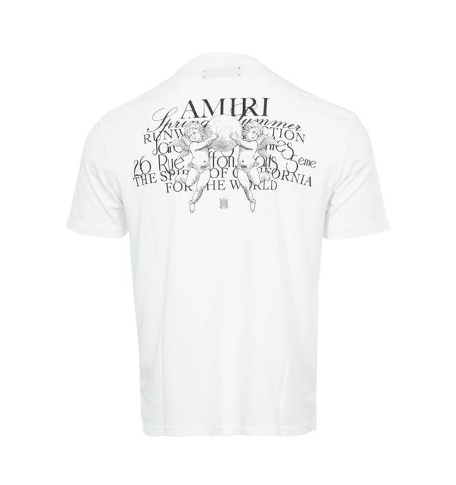Image 2 of 4 - WHITE - AMIRI Cherub Text Tee featuring logo print at the chest, logo graphic print to the rear, crew neck, short sleeves and straight hem. 100% cotton. 