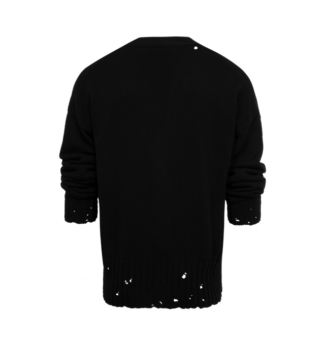 Image 2 of 2 - BLACK - Marni V-neck cardigan knitted from pure cotton. Dishevelled detailing on the edges. Hand-stitched Marni mending logo on the neck. Regular fit with button closure and ribbed trims. 100% Cotton Knit. 