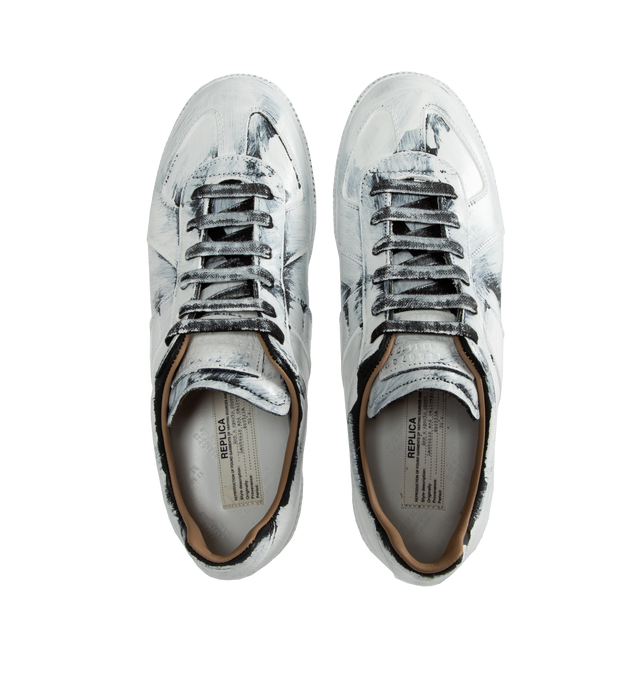 Image 5 of 5 - WHITE - MAISON MARGIELA Replica Sneakers featuring lace-up front, numerical logo patch at tongue and leather footbed and lining. Lambskin leather upper with rubber sole. 