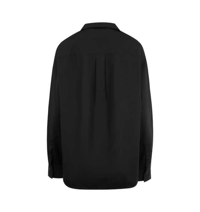 Image 2 of 2 - BLACK - TOTEME Sharp Poplin Shirt featuring sculptural collar, crisp silhouette, tailored from cotton-poplin, oversized fit and partially concealed button fastenings through front. 100% cotton. 