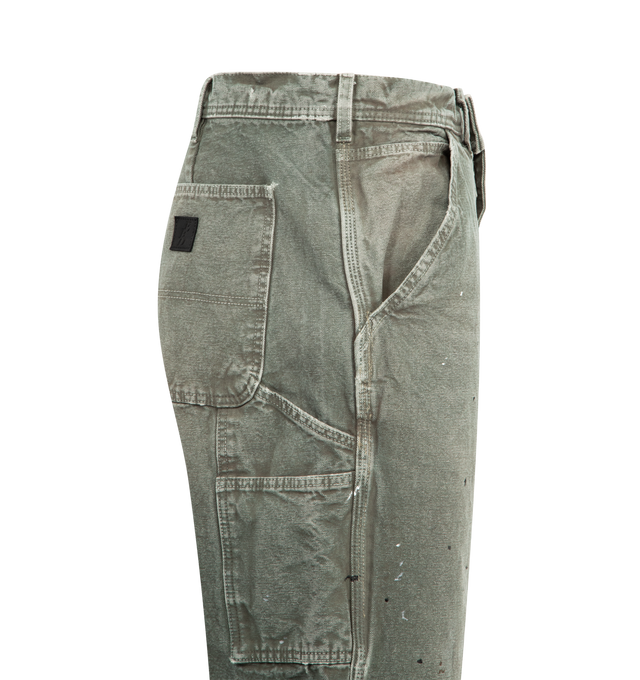 Image 3 of 3 - GREY - ENFANTS RICHES DEPRIMES Paint Pant featuring cotton canvas, five pocket style, belt loops, hammer loop and carpenter side pockets and distressing throughout. 100% cotton. 