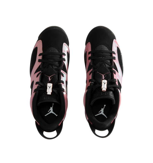 Image 5 of 5 - PINK - Air Jordan 6 Retro Low "Metamorphosis" Women's Shoes celebrate the 35th anniversary of the iconic AJ6 with a modern low-top silhouette inspired by Tinker Hatfield's original 1991 design. Featuring a sleek synthetic leather upper, visible Nike Air cushioning, and signature Jordan details, this commemorative style blends heritage performance with contemporary color blocking in Black and Desert Berry. Nods to Michael Jordan's championship-winning shoe include the iconic lace pocket, lac 