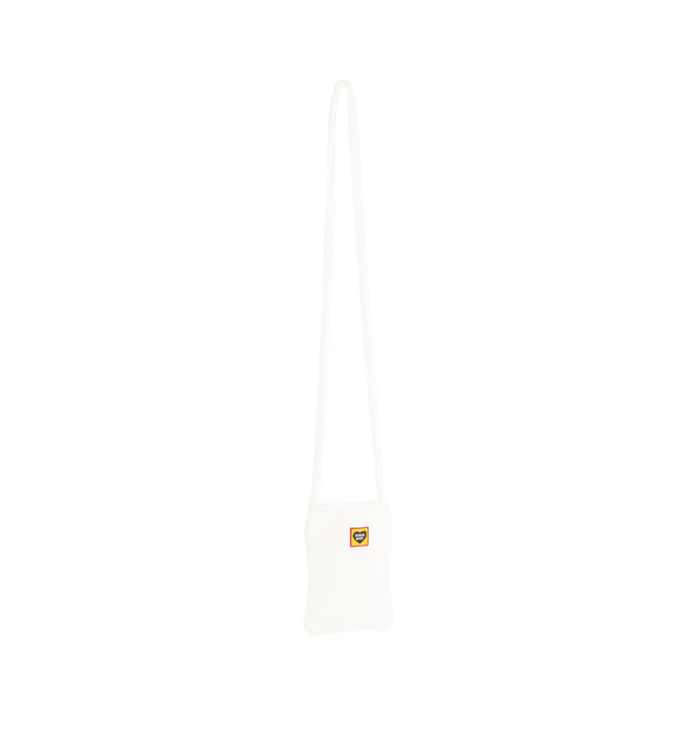 WHITE - HUMAN MADE Knit Mini Shoulder Bag featuring embroidery logo, branded patch, top opening and crossbody strap. 100% knitted wool. 