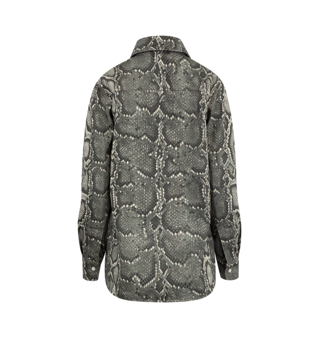 Image 2 of 2 - GREY - GABRIELA HEARST John Austin Shirt featuring loose fit, long sleeve, button-up, dual pockets and print throughout. 100% recycled cotton. Made in Italy. 