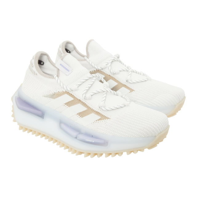 Image 2 of 2 - WHITE - ADIDAS NMD S1 Primeknit sneakers featuring primeknit upper, padded collar, protective sole cap with adidas branding, tongue pull and soft BOOST cushioning footbed. Rubber outsole 