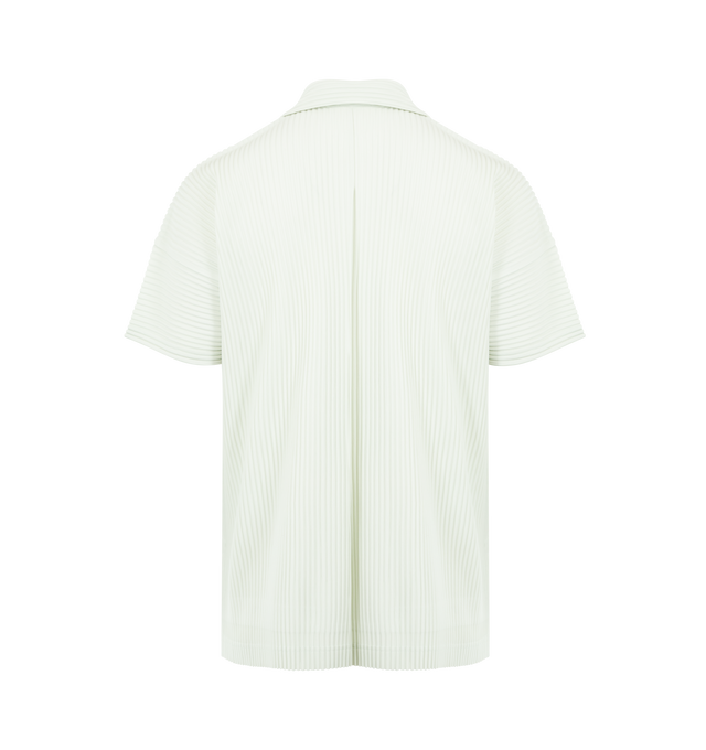 Image 2 of 2 - WHITE - ISSEY MIYAKE Polo featuring polo collar, short sleeves and pleats throughout. 100% polyester. 
