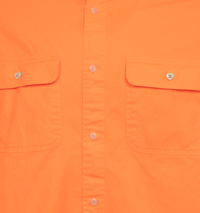 Image 3 of 3 - ORANGE - HUMAN MADE Twill Work Shirt featuring button front closure, chest flap pockets, collar and long sleeves with button cuffs. 