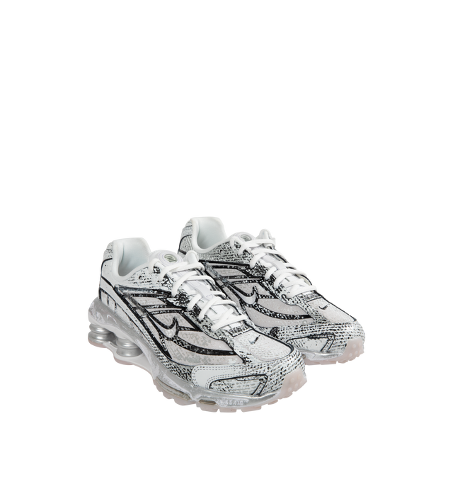 Image 2 of 5 - SILVER - NIKE Shox Ride 2 Sneaker featuring Metallic Platinum edition with a mix of durable leather and breezy textiles in a distressed finish. 