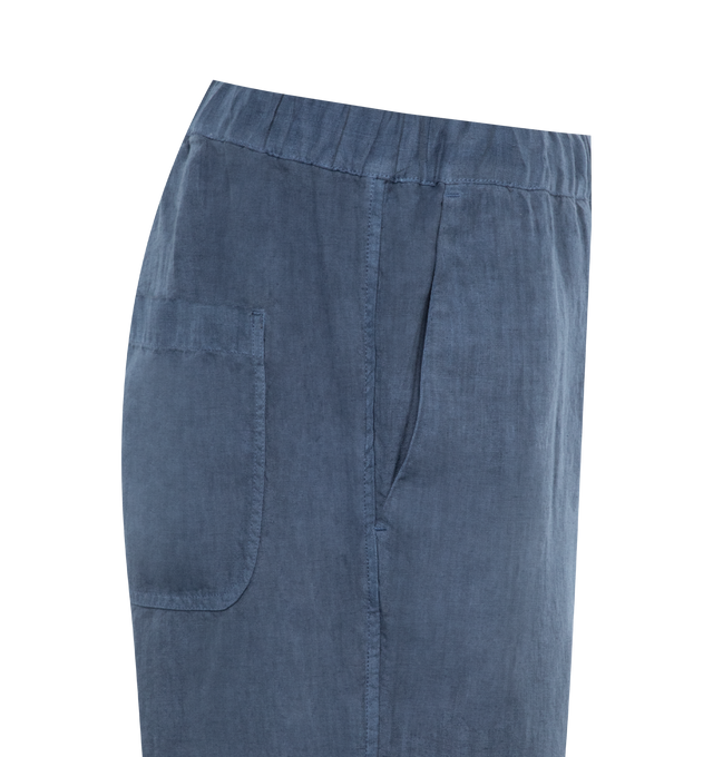 Image 3 of 3 - NAVY - 120% LINO Drawstring Pant featuring elastic drawstring waist, side pockets and back pocket. 100% linen.  