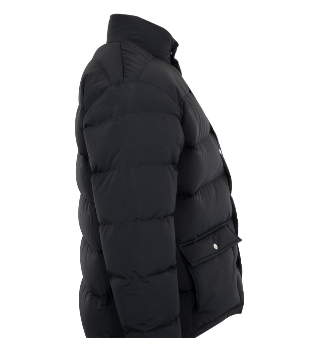 Image 3 of 3 - BLACK - Bode Burlington Puffer Jacket has a stand collar, a press stud fastening, side flap pockets, elastic cuffs, and duck feather insulation. 100% nylon. Made in USA. 