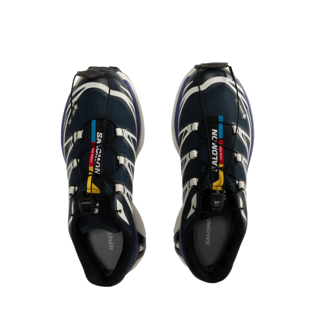 Image 5 of 5 - BLACK - Salomon XT-6 SNeakers are a lace-up style with mesh and TPU uppers, a streamlined downhill chassis, and EVA cushioning. Unisex style in men's sizing. 