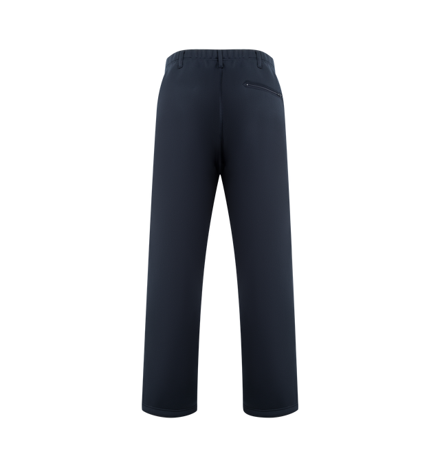 Image 2 of 3 - NAVY - ENGINEERED GARMENTS Knit Leisure Pant featuring soft cotton fleece, relaxed, gently tapered silhouette, an elasticated waistband with a drawcord, zippered front pockets and drawstrings at the hem. 100% polyester. Made in USA. 