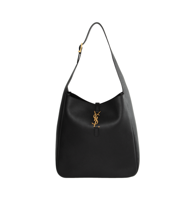 Image 1 of 3 - BLACK - SAINT LAURENT Large Le 5  7 Supple featuring two main compartments, inner zip pocket, adjustable strap, open top with cassandre hook closure and suede lining. 11.8 X 12.2 X 5.1 inches. Handle drop: 11.8 inches. 100% calfskin leather. Made in Italy.  