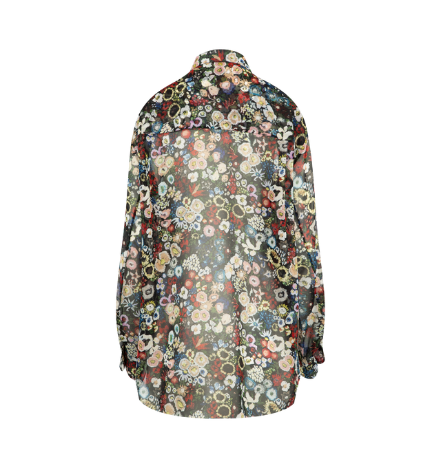 Image 2 of 2 - BLACK - KHAITE Goya Top featuring a relaxed fit, button-up front clure, dropped shoulder seams, back yoke and single button cuffs. 100% silk. 