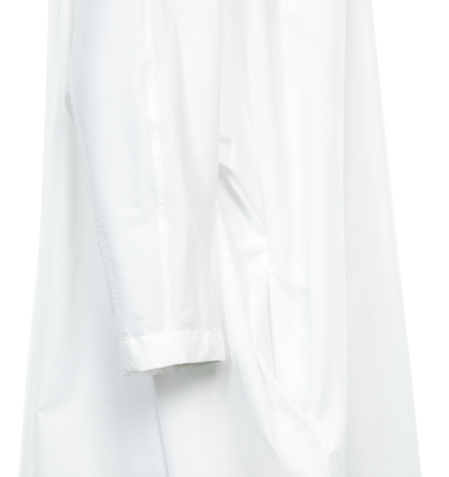 Image 3 of 3 - WHITE - MARNI Midi Shift Shirtdress featuring a gathered yoked back, point collar, button front, long sleeves, side split pockets, shift silhouette, hem falls below the knee and shirttail hem. 100% cotton. Made in Italy. 