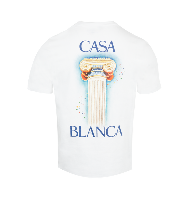 Image 2 of 2 - WHITE - Casablanca La Colomne Printed T-Shirt has a crew neck, a printed design, and a regular fit. 100% cotton. Made in Portugal.  