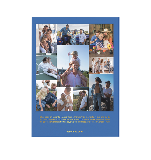 Image 3 of 5 - BLUE - Assouline Father and Child is a luxury coffee table book by renowned photographer Claiborne Swanson Frank that celebrates the profound bond between fathers and their children through intimate portraits and heartfelt personal stories. Featuring more than fifty iconic father-child families from the worlds of sports, fashion, art, film, and design, this designer hardcover book offers a moving exploration of modern fatherhood, accompanied by a foreword by Brunello Cucinelli. Hardcover. Aut 