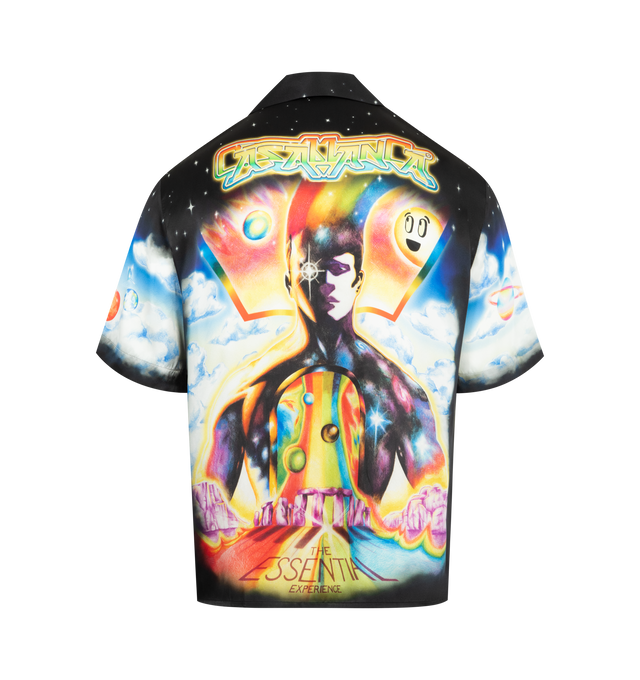 Image 2 of 2 - MULTI - CASABLANCA The Essential Experience Shirt featuring all-over print silk twill shirt, cuban collar, breast pocket, concealed front button closure and short sleeves. 100% silk. Made in Italy. 