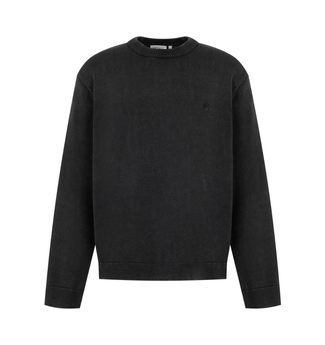 Image 1 of 2 - BLACK - CARHARTT WIP Kori Sweater featuring midweight cotton yarn, embroidered C Logo appears on the chest and crewneck. 100% cotton. 