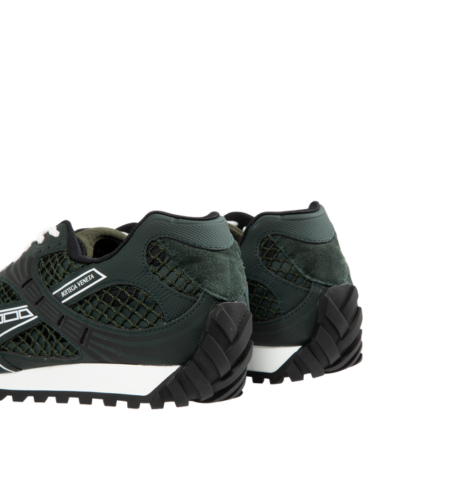 Image 3 of 5 - GREEN - BOTTEGA VENETA Sneakers featuring mechanical textile upper, rubber sole, lace-up front, padded collar and tongue with Bottega Venneta logo detail at tongue. Made in Italy. 