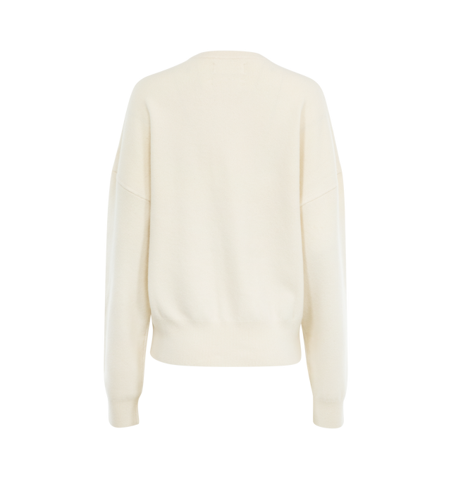 Image 2 of 2 - WHITE - EXTREME CASHMERE Tes Sweater featuring a cashmere crew-neck sweater with a comfort fit, dropped shoulders and rib-knitted cuffs and hem. 88% cashmere, 10% nylon, 2% spandex. 